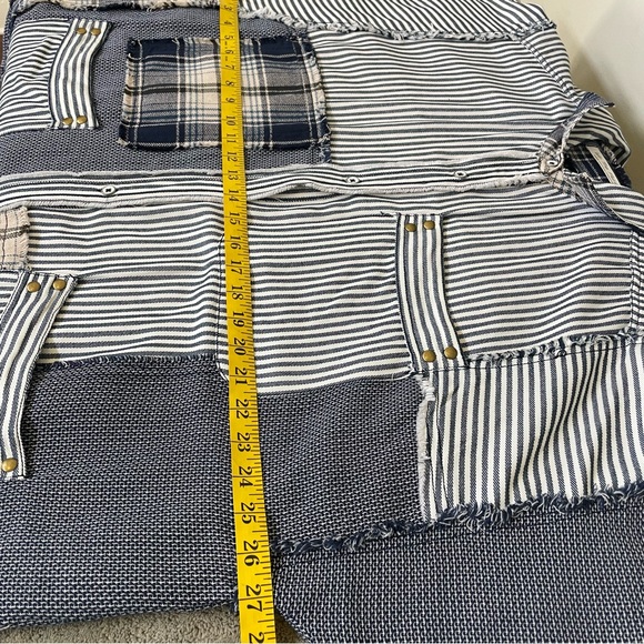 Free People Railroad Dreams Button Down Top Oversized Mid-Weight Plaid Patchwork - Picture 9 of 11